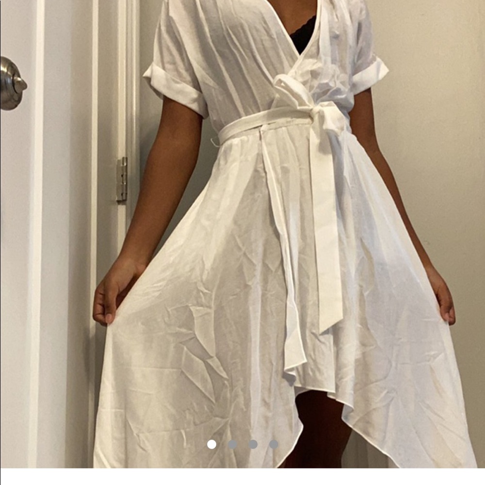 WHITE HOUSE BLACK MARKET WHITE HIGH LOW DRESS